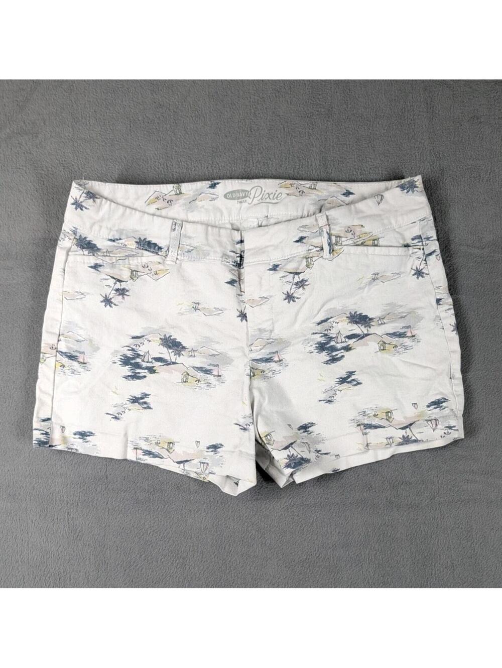 Old Navy Pixie Floral Shorts Women's Size 4 White Tropical Stretch Summer